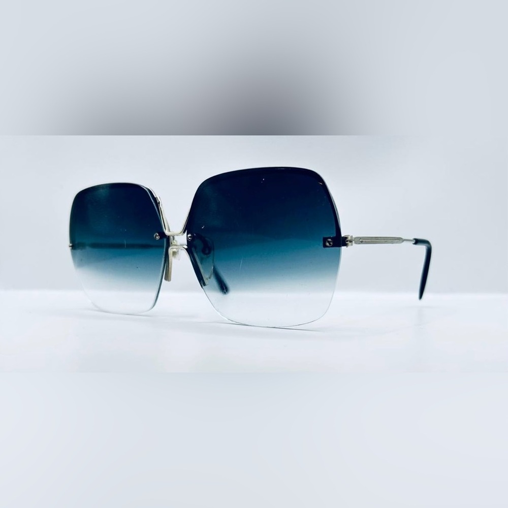 Vintage Silver Oval Half-Rim Sunglasses Frames Only - Picture 2 of 8